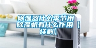 除湿器什么季节用 除湿机有什么作用【详解】