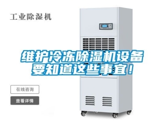 行业新闻维护冷冻除湿机设备要知道这些事宜！