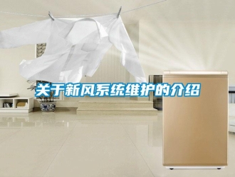 行业新闻关于新风系统维护的介绍