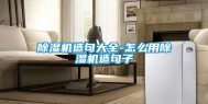 除湿机造句大全-怎么用除湿机造句子