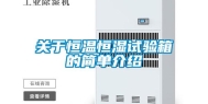 关于恒温恒湿试验箱的简单介绍