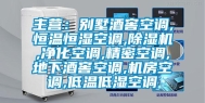 主营：别墅酒窖空调,恒温恒湿空调,除湿机,净化空调,精密空调,地下酒窖空调,机房空调,低温低湿空调