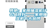其他：家用抽湿机什么品牌好——家用抽湿机十大品牌