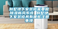 别墅地下室装修需要做除湿新风系统 别墅地下室装修具有哪些注意事项