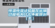 恒温恒湿试验箱在运输过程中为什么不能倾斜（下）