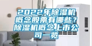2022年除湿机概念股票有哪些？除湿机概念上市公司一览