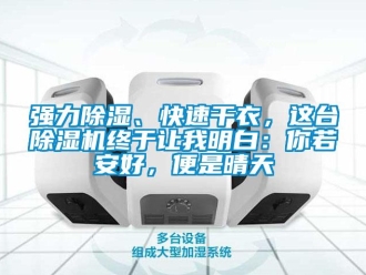 行业新闻强力除湿、快速干衣，这台除湿机终于让我明白：你若安好，便是晴天